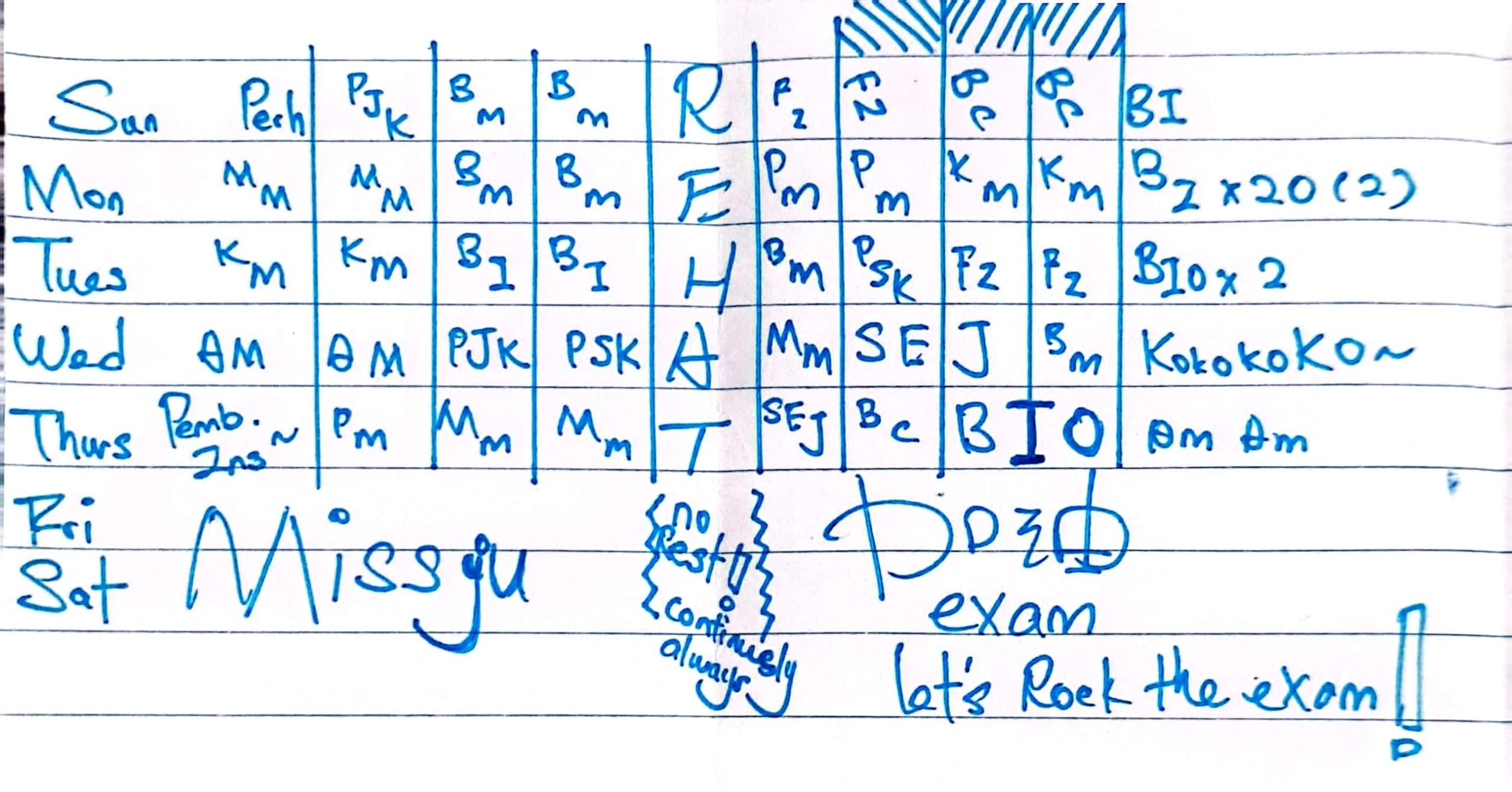 Timetable